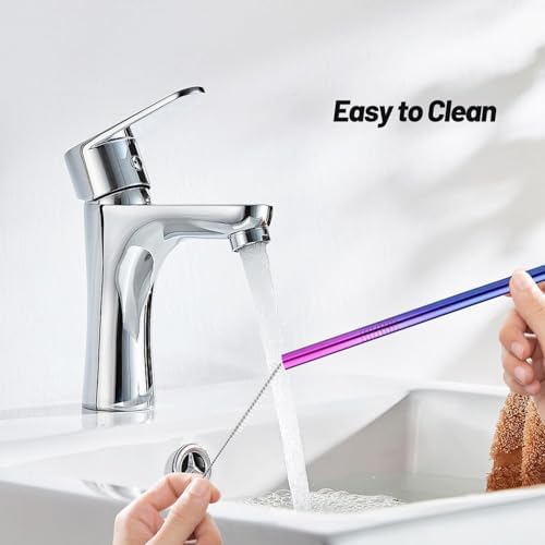 VEHHE Rainbow Metal Straws, Stainless Steel Reusable Straws Set with Brush
