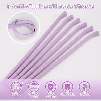 NiHome 6PCS Silicone Anti-Wrinkle Straws Fit for Stanley 40oz 30oz Tumblers