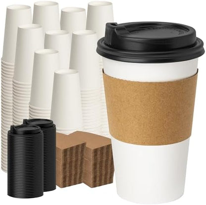 YEEHAW 16 oz 500 Pack Disposable Coffee Cups with Lids & Sleeves
