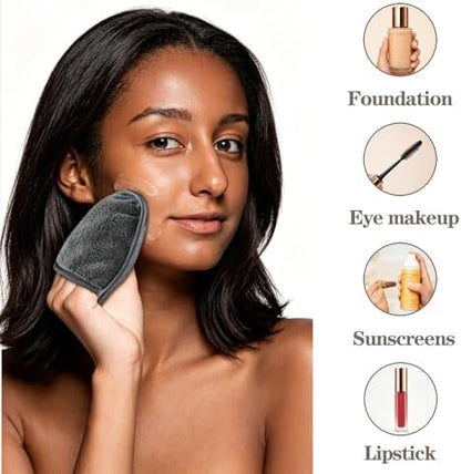 12 Pack Reusable Makeup Remover Pads Microfiber Facial Cleansing Cloths Soft Gentle Makeup Remover Towels for Face Eye Lips All Skin Types with Laundry Bag, 5.1×3.93 Inch, Grey
