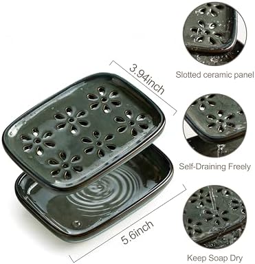 Miamolo Soap Dish for Shower, Bar Soap Holder 2 Layer Draining, Mess-Free