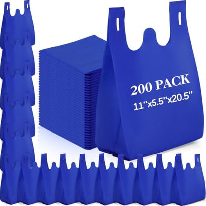 Windyun Large Grocery T-shirt Bags Bulk Reusable Non Woven Shopping Bag Foldable Gift Tote with Handle, 20.5x11x5.5 Inch