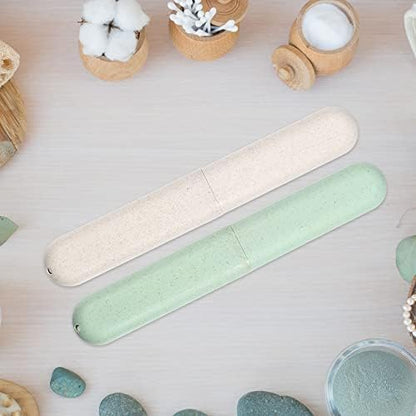 VOCOSTE 2Pcs Toothbrush Case, Green & Beige