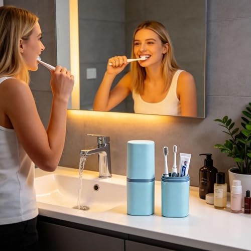 Toothbrush and Toothpaste Travel Case, 2-in-1 & Portable