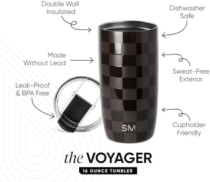 Simple Modern Travel Coffee Mug with Lid | 16oz | Checkered