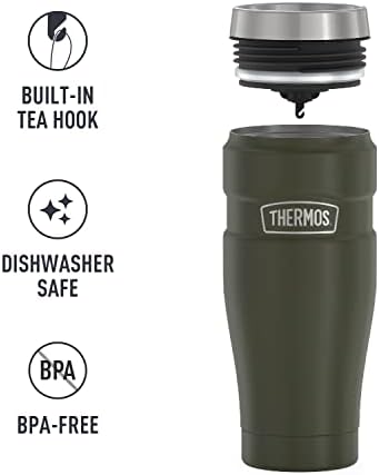 THERMOS Stainless King Vacuum-Insulated Travel Tumbler, 16 Ounce, Army Green (Pack of 4)