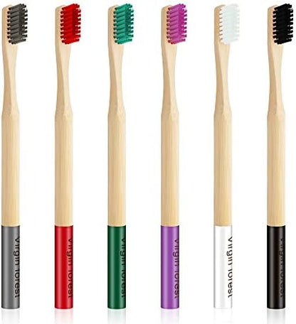 Virgin Forest Bamboo Toothbrushes 6pk, Soft BPA Free Travel Set