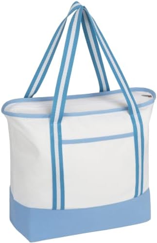 Carbrea 15 Inch Large Canvas Tote Bag with Bottom Support, Blue, 1 Pack