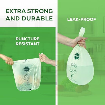 ANECO 100% Compostable Waste Bags 2.6 Gallon (Flat Top Bags, 50 Count)