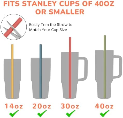 Tomorotec 7PCS Silicone Drinking Straws Fit for Stanley 40 oz 30 oz Tumbler