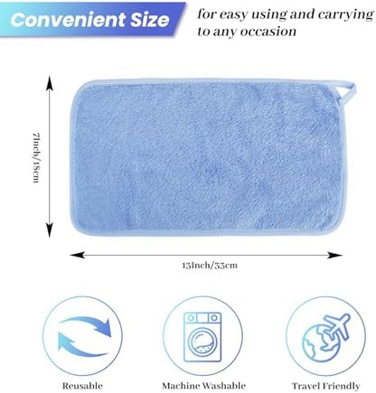 8 Pack Makeup Remover Cloth,13x7 Inch Reusable Makeup Remover Towels, Ultra Soft Microfiber Face Cloth Reusable Facial Washcloths, Blue