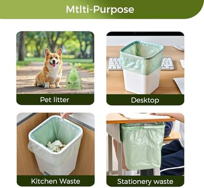 1.6 Gallon Compostable Trash Bags Drawstring, Heavy Duty Extra Thick 0.6 Mil, 6.06 Liter, 50 Bags, Small Kitchen Food Scrap Waste Bag, Unscented Pet Waste Bags, US BPI and OK Compost Home Certified