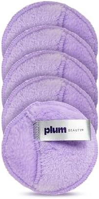 Plum Beauty Reusable Makeup Remover Pads - Soft Face Cleansing Pad, 5 Count