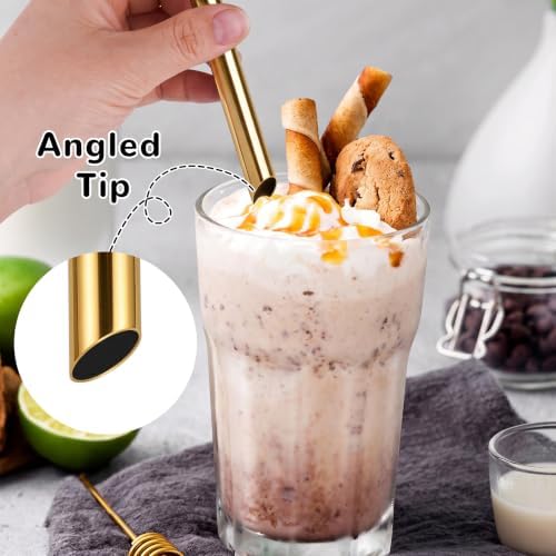 NiHome 4-Pack Stainless Steel Straws for Boba, Smoothie, 10.4” Metal Straws