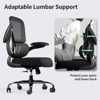 TRALT Office Chair - Ergonomic Desk Chair with Adjustable Lumbar Support, Mesh Computer Chair, Executive Chairs for Home Office Comfortable Lumbar Support Black Pack of 4