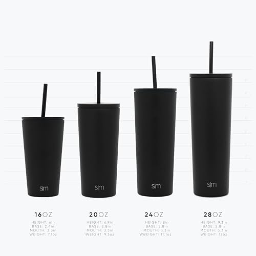 Simple Modern Insulated Tumbler with Lid and Straw | Iced Coffee Cup Reusable Stainless Steel Water Bottle Travel Mug | Gifts for Women Men Her Him | Classic Collection | 24oz | Ember Red