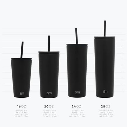 Simple Modern Insulated Tumbler with Lid and Straw | Iced Coffee Cup Reusable Stainless Steel Water Bottle Travel Mug | Gifts for Women Men Her Him | Classic Collection | 24oz | Ember Red