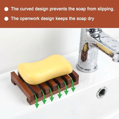 Wood Soap Holder for Shower Teak Soap Dish Teak Wood By HTB Soaps Tray for Shower Kitchen Sink Sink Bathroom Bathtub Extend Soaps Life and Keep Dry