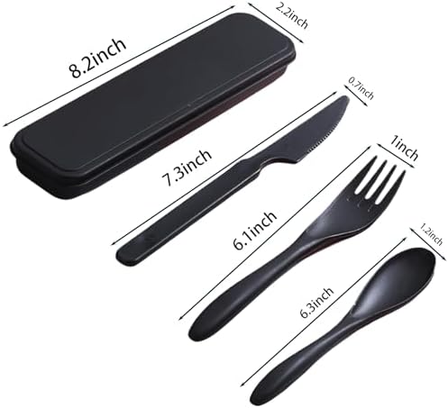 4 Pack Wheat Straw Cutlery, BPA Free Fork Spoon Knife with Storage Case