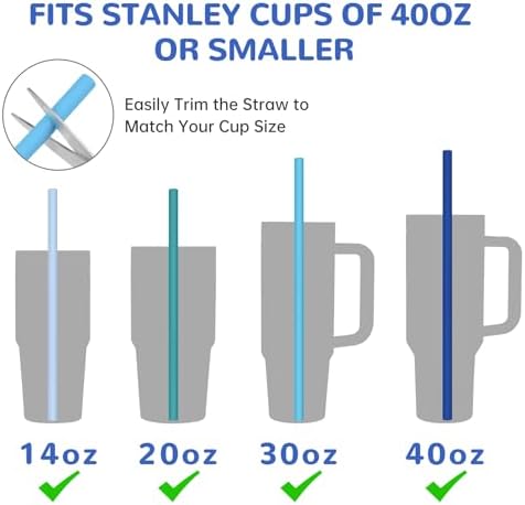 Tomorotec 15PCS Silicone Drinking Straws Fit for Stanley 40oz 30oz Tumbler