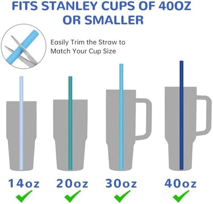 Tomorotec 15PCS Silicone Drinking Straws Fit for Stanley 40oz 30oz Tumbler