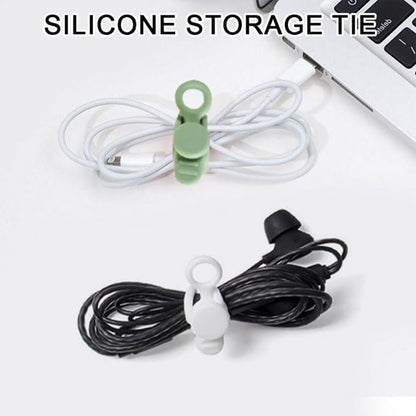 Silicone Cable Ties, 6pcs Reusable Data Cable Organizer, Multipurpose Elastic Wire Organizer Ties for Bundling and Fastening Earphone, Phone Charger