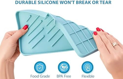 1 Pc Light Green Silicone Sponge Holder - Sink Tray for Soap and Sponge Organization