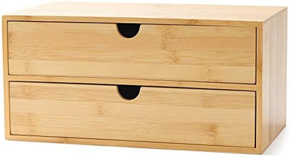 Bamboo Desk Drawer Organizer, Desktop Organizer with Drawers(2 Drawers)