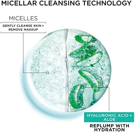 Garnier Micellar Water with Hyaluronic Acid, Facial Cleanser & Makeup Remover, Hydrating and Plumping, For All Skin Types, Vegan, Cruelty Free, 13.5 Fl Oz (400mL), 2 Count
