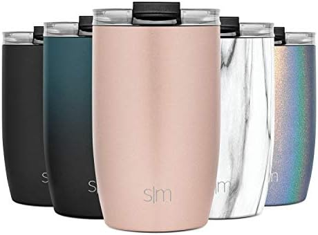 Simple Modern Travel Coffee Mug Tumbler with Flip Lid | Reusable Insulated Stainless Steel Cold Brew Iced Coffee Cup Thermos | Gifts for Women Men Him Her | Voyager Collection | 12oz | Rose Gold