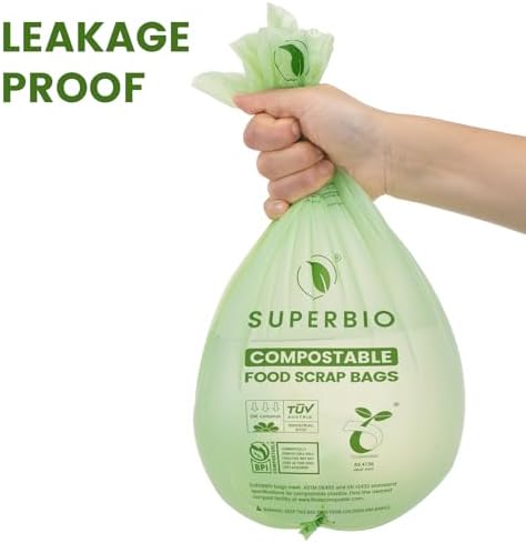 SUPERBIO 2.6 Gallon Compostable Food Waste Bags, 100 Count, 1 Pack