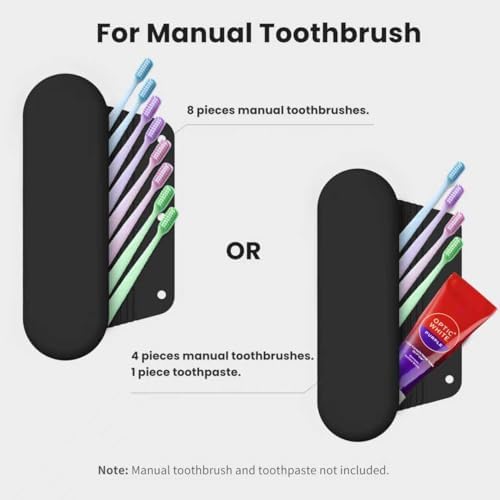 Silicone Electric Toothbrush Travel Case, Manual Toothbrush Travel Cover for Men and Women,Toothbrush Holder for Travel,Gym and More, Fits Most Manual and Electric Toothbrushes - Black