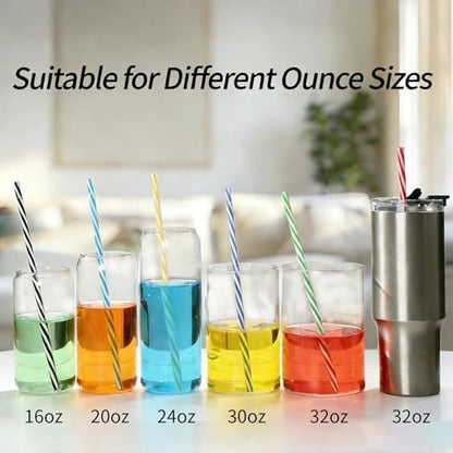 25 Pack 10.5" Plastic Reusable Replacement Drinking Straws