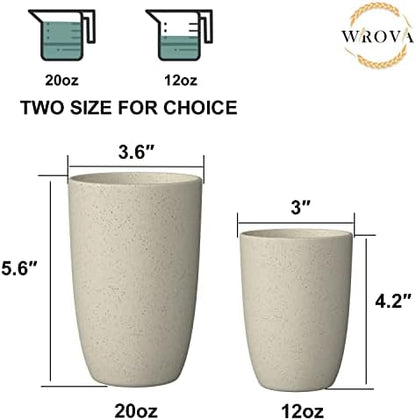Wrova Wheat Straw Cups 6 PCS Good Alternative to Plastic Reusable Cups 20 oz Unbreakable Drinking Cup Reusable Dishwasher Safe Water Plastic Glasses Mixed Color