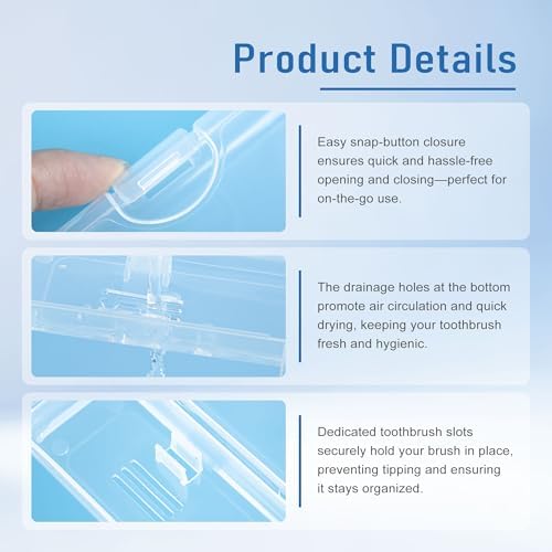 Travel Toothbrush Holder, Transparent (4-Pack)