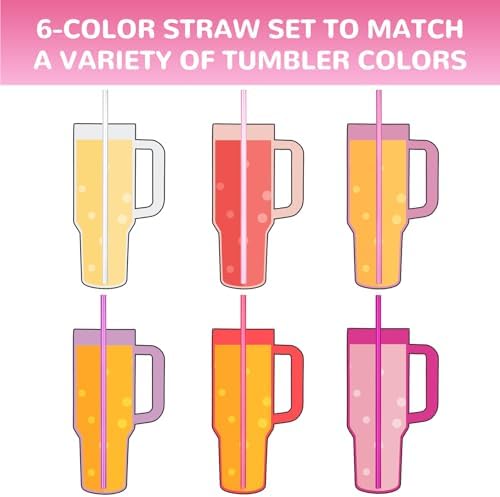 NiHome 12-Pack Plastic Reusable Straws Fit for Stanley 40 30 64 oz Tumbler