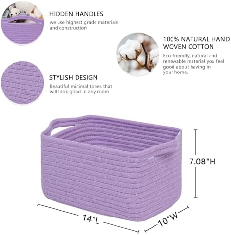 CubesLand Cube Storage Organizer Basket Bin, Cotton Rope Shelves Basket