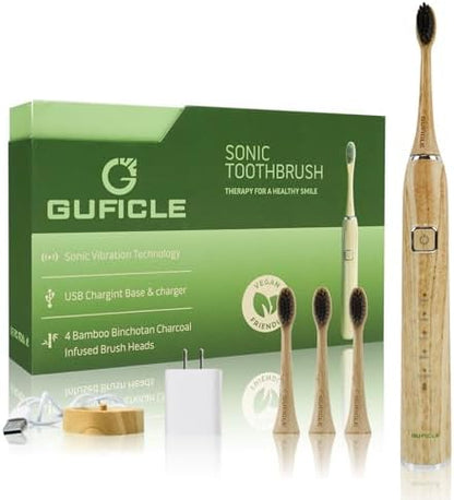 Bamboo Electric Toothbrush for Adults, Soft Bristle