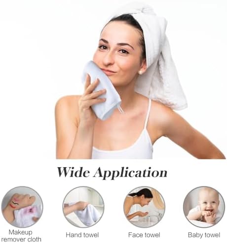 SINLAND Microfiber Facial Cloths Fast Drying Washcloth 12inch x 12inch Absorbent Face Wash Cloth Soft Makeup Remover Cloths