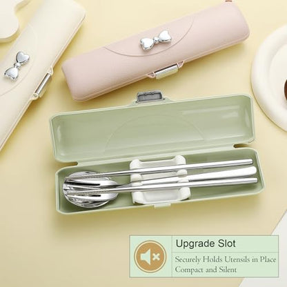 DEVICO Travel Silverware Set with Case,Portable Lunch Utensils Set for Work