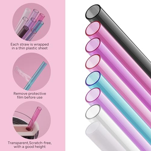 6Pack Replacement Straws for Stanley 40 oz 30 oz Tumblers, Reusable Tritan Straws with Cleaning Brush for Stanley Cup Accessorie