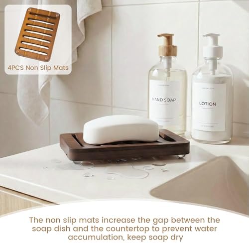 Curved Slotted Wood Soap Dish, 1 Pack, Dark Brown