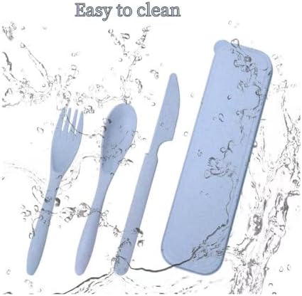 8 Pack Travel Utensils with Case, Reusable Wheat Straw Cutlery Sets for Lunch Box, Camping, Picnic and Office, Dishwasher Safe Spoon Fork Knife Sets, 8 Colors
