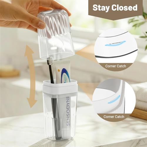 Large Enclosed Toothpaste and Toothbrush Travel Case with Rinse Cup