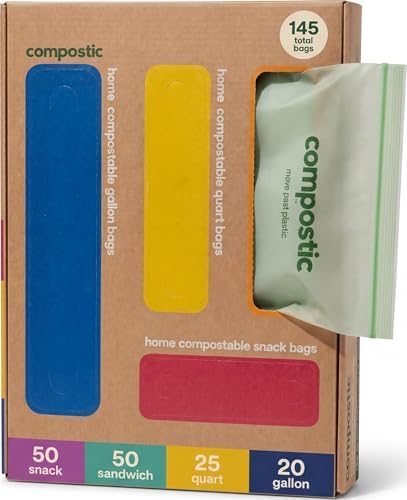 Compostic Compostable Sandwich, Snack, Gallon, Quart Bags Variety, 145 Ct