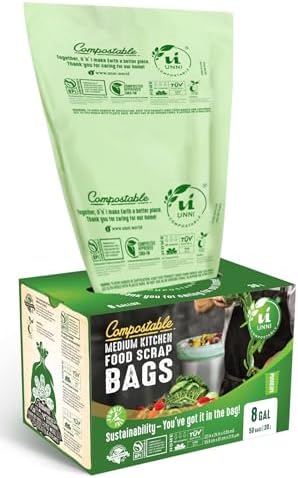 UNNI 8 Gallon Compostable Bags, 100 Count, 30 Liter, Extra Thick 0.85 Mil