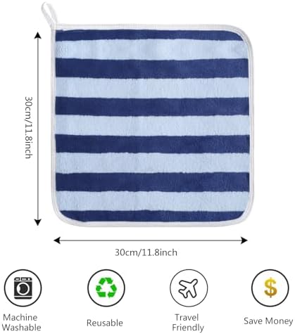 Microfiber Facial Cloths Fast Drying Washcloth 12x12inch Stripes 6 pack
