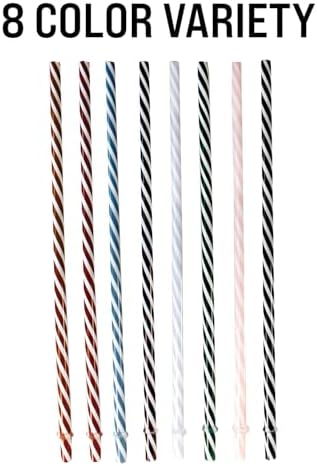 24-Pack, Reusable Straws - Candy Cane, Plastic Straws Reusable, BPA Free, Dishwasher Safe, Multicolor, Replacement for Tumblers, Fits 20oz 30oz 40oz