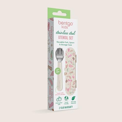 Bentgo Kids Stainless Steel Utensil Set - Reusable Fork, Spoon & Storage Case, PFAS- & BPA-Free, Easy-Grip Handles, Lightweight, Dishwasher Safe, School Lunch, Travel & Outdoors (NEW Cowgirl Dreams)