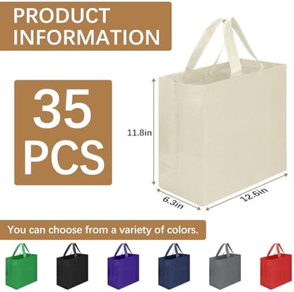 Reusable Grocery Bags 12.6 * 6.3 * 11.8 in - Non Woven Totes Bag with Reinforced Handles, Shopping Bags Bulk